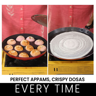 12 Cavity Nonstick Appam Patra with Lid + Nonstick Dosa Tawa (1AP1DT1)