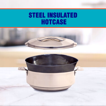 3 Steel Insulated Hot Case + 2 Serving Spoons + FREE 2 Layer Steel Lunch Box (3SCLB)