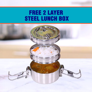 3 Steel Insulated Hot Case + 2 Serving Spoons + FREE 2 Layer Steel Lunch Box (3SCLB)
