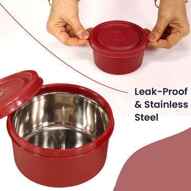 3 lunch Box With Stainless Steel Coloured Bottle And Bag (3LBB)