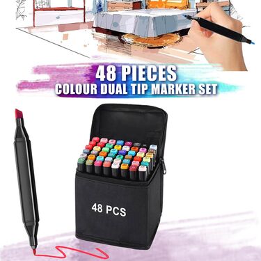 48 Color Dual Tip Art Markers Set (48MS)
