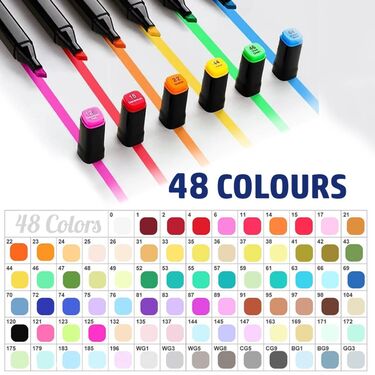 48 Color Dual Tip Art Markers Set (48MS)