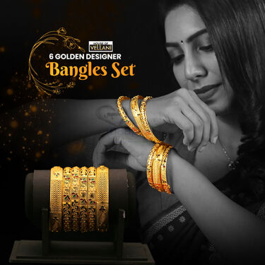 6 Golden Designer Bangles Set (6GB)