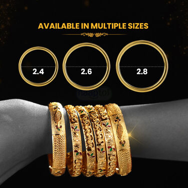 6 Golden Designer Bangles Set (6GB)