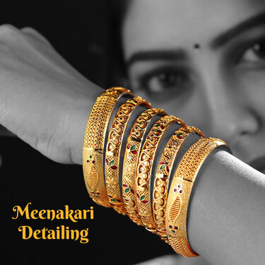 6 Golden Designer Bangles Set (6GB)