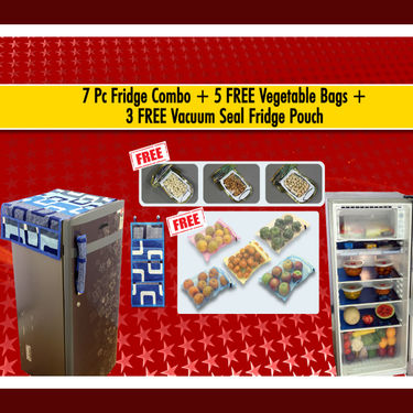 7 Pcs Fridge Cover Set + 5 Vegetable Storage Bags + 3 Vacuum Seal Pouch Free