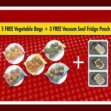 7 Pcs Fridge Cover Set + 5 Vegetable Storage Bags + 3 Vacuum Seal Pouch Free