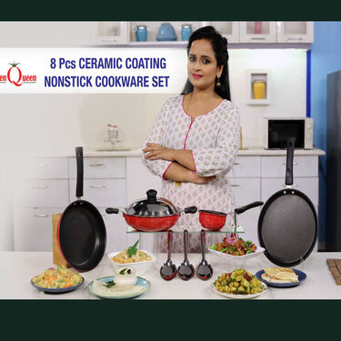 8 Pcs Ceramic Coating Nonstick Cookware Set (8NC1)
