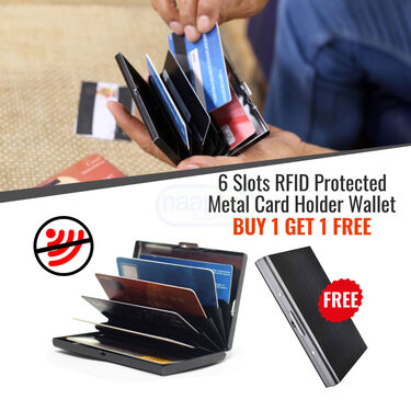 6 Slots RFID Protected Metal Card Holder Wallet B1 G1(AMW2)