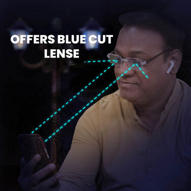 Rimless Bifocal Adaptive Power Reading Glasses + Free Leatherite Wallet (BORG4LW)