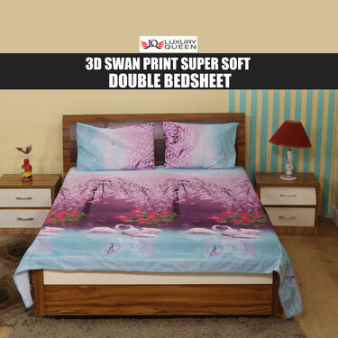 Swan Print Double Bed Sheets (DBS5)