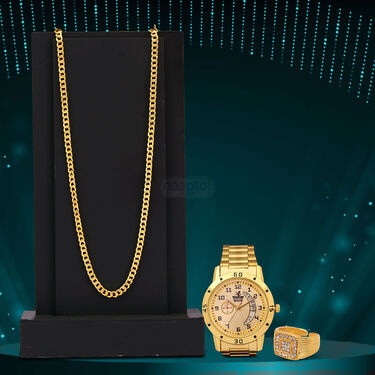 Golden Combo - Golden Watch + Golden Chain + Ring (MGWCR1)