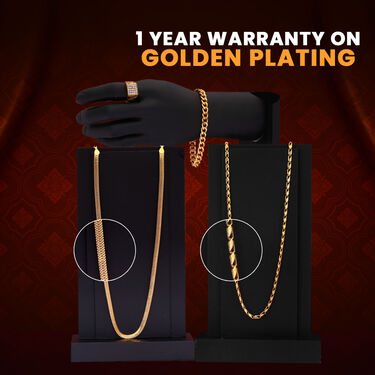 Golden Watch + 2 Golden Chain + Bracelet + Diamond Ring (MGW2CBR2)