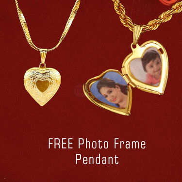 Golden Watch + Photo Frame Pendant + Golden Chain + Golden Bracelet + Ring (MGWCBRP1)