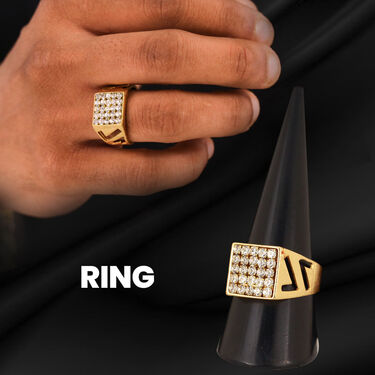 Golden Watch + Chain + Bracelet + Ring (MGWCBR11)