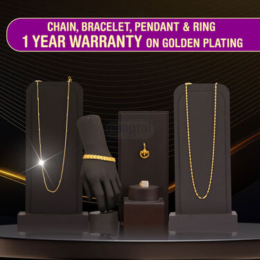 Golden Watch +2 Golden Chain + Ganesha Pendant + Bracelet + Austrian Diamond Ring (MGW2CBRP2)
