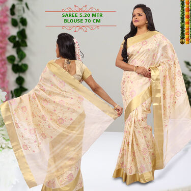 Kerala Kasavu Inspired Art Silk Saree - Pick Any 1 (KAS-1)