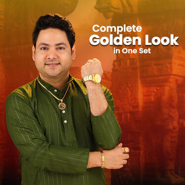 Golden Watch + 2 Golden Chain + Om Pendant + OM Ring + OM Bracelet (MGW2CBRP1)