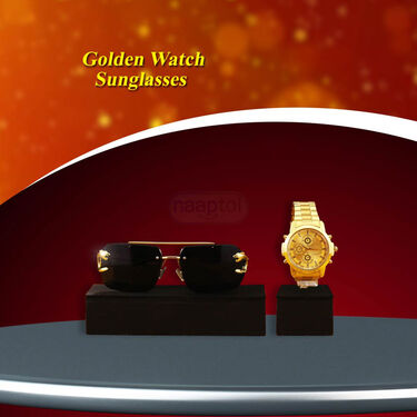 Golden Watch + Chain + Bracelet + Sunglasses (MGWCBS)