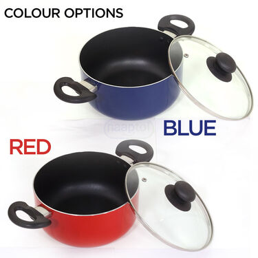 Nonstick Biryani Pot with Glass Lid + Free Wooden Spatula & Scrubber (1BP1)