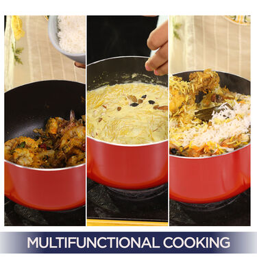 Nonstick Biryani Pot with Glass Lid + Free Wooden Spatula & Scrubber (1BP1)