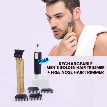 Rechargeable Mens Golden Hair Trimmer + Free Nose Hair Trimmer (PMTNHC)