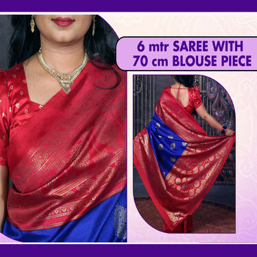 Pick Any 1 Foil Work Silk Saree with Free Golden Necklace Set (FPS13)