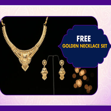 Pick Any 1 Foil Work Silk Saree with Free Golden Necklace Set (FPS13)