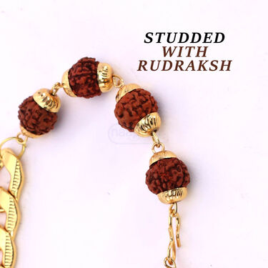 Golden Rudraksha Bracelet With Free Golden Navratna Ring (RB3)