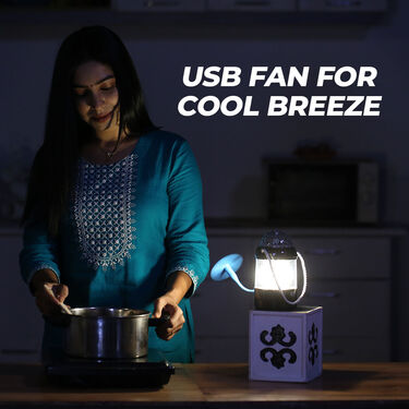 3 in 1 Powerful Emergency Light Powerbank & Rotating Mood Light + Free Fan (PB9)