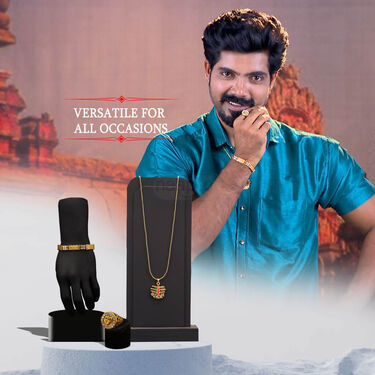 Mahakal Pendant + Golden Chain + Bracelet + Ring (MGJ41)