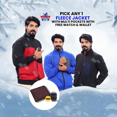 Pick Any 1 Multi Pocket Fleece Jacket With Digital Watch And leatherite Wallet Free (1FJ14)