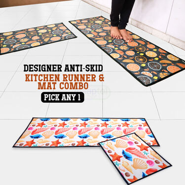 Designer Antiskid Kitchen Runner & Mat Combo (CR3)