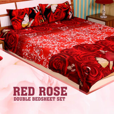 Red Rose Double Bed Sheet Set (DBS8)