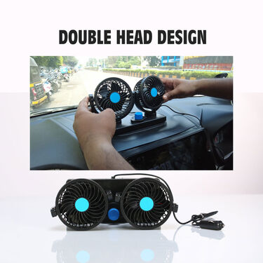 Rotatable Dual Head Cool Breeze Air Fan For Cars Autos Taxis Bus Tempos and Trucks (EF8)