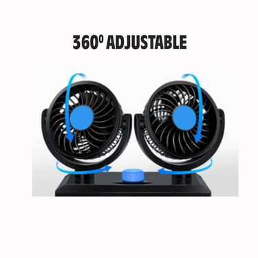 Rotatable Dual Head Cool Breeze Air Fan For Cars Autos Taxis Bus Tempos and Trucks (EF8)