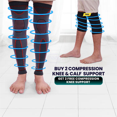 Buy 2 Compression Knee & Calf Support & Get 2 Compression Knee Support Free (FCKP)