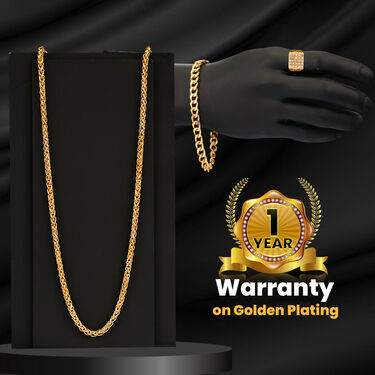 Golden Watch + Chain + Bracelet + Ring (MGWCBR11)