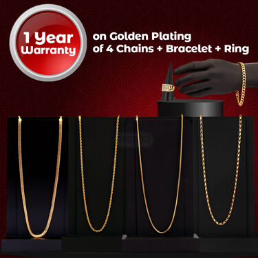 Golden Watch + 4 Golden Chains + Barcelet + Ring (MGW4CBR)
