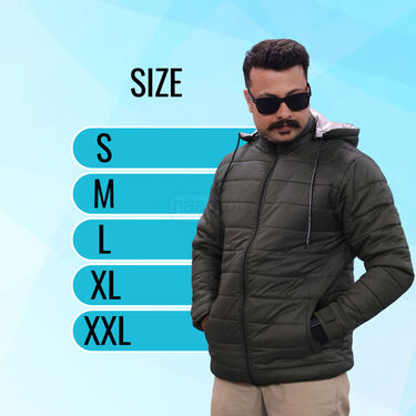 Mens Solid Puffer Jacket Watch Wallet And Sunglases Free (MPJ2)