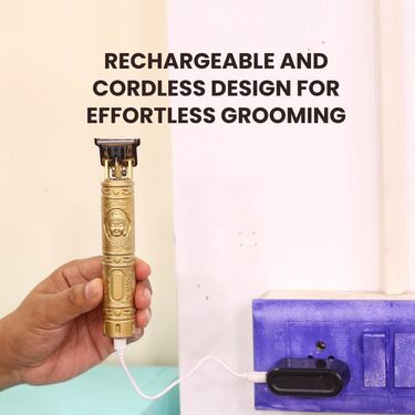 Rechargeable Mens Golden Hair Trimmer + Free Nose Hair Trimmer (PMTNHC)