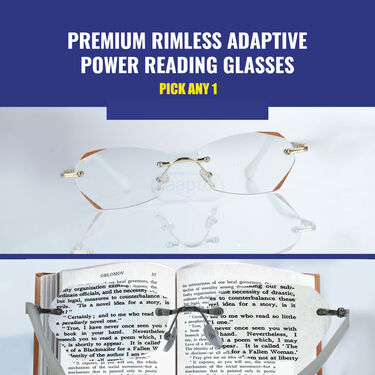 Premium Rimless Adaptive Power Reading Glasses Pick Any One (PORG2)