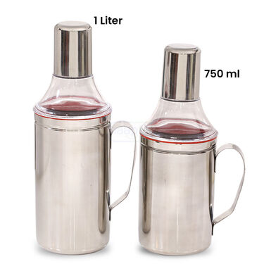 Pack Of 2 Stainless Steel Easy Pouring Oil Dispenser (1 Ltr & 750 ml) (2OD2)