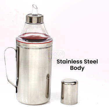 Pack Of 2 Stainless Steel Easy Pouring Oil Dispenser (1 Ltr & 750 ml) (2OD2)