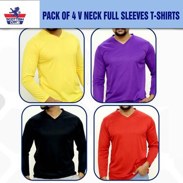 Pack of 4 V Neck Full Sleeves T-shirts (4VTF1)