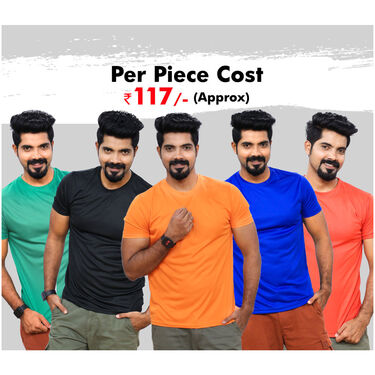 Pack of 5 Round Neck T-shirts with Free Digital Watch (5RTW2)