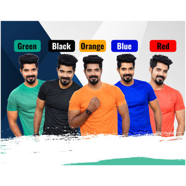 Pack of 5 Round Neck T-shirts with Free Digital Watch (5RTW2)