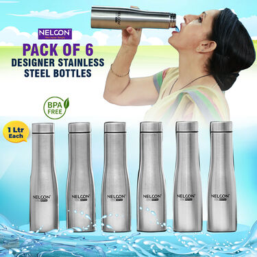 Pack of 6 Stainless Steel Water Bottles (6B5)