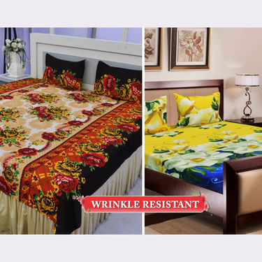 Pack of 8 Double Bedsheets + 16 Pillow Covers (8BS)