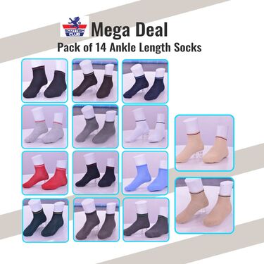 Mega Deal Pack of 14 Ankle length Colorful Socks (S1)